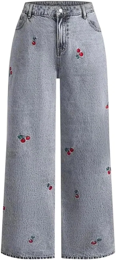 Джинсы с вышивкой, Wide Leg, A C