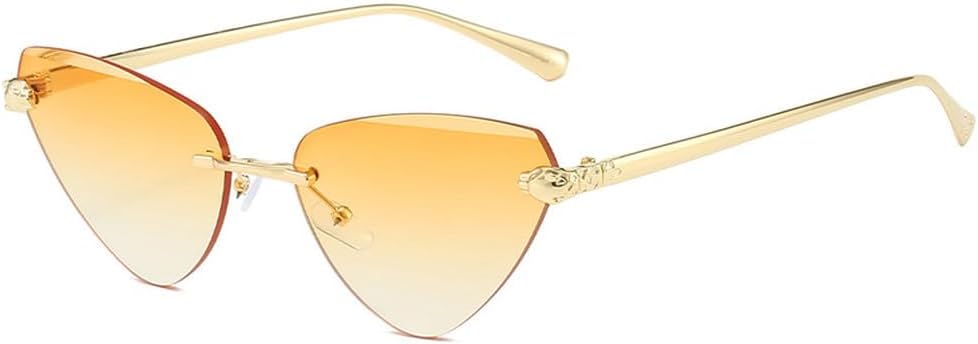 

Модные солнцезащитные очки треугольной формы «кошачий глаз» для женщин, роскошные, без оправы, черные, элегантные, стильные, с защитой от УФ-излучения UV400 TKKTLLT, Gold Gradient Yellow