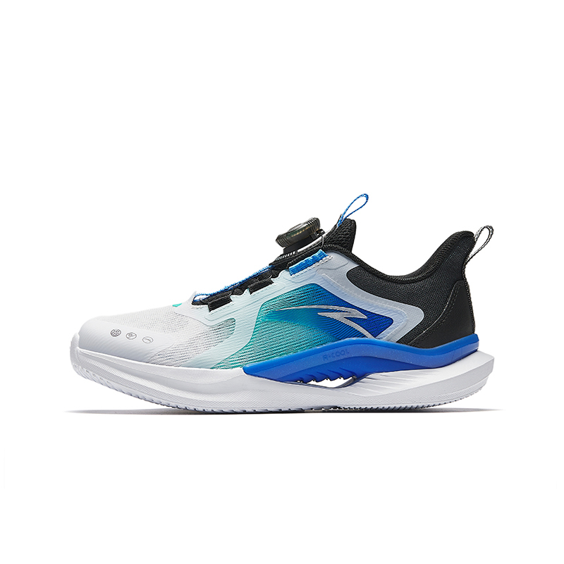 Yufeng 1.0 детские беговые кроссовки low top с анти-кик отскоком, дышащие, легкие, с амортизацией Antakids, белый/Aurora синий фиолетовый/Sunset оранжевый — фото 3