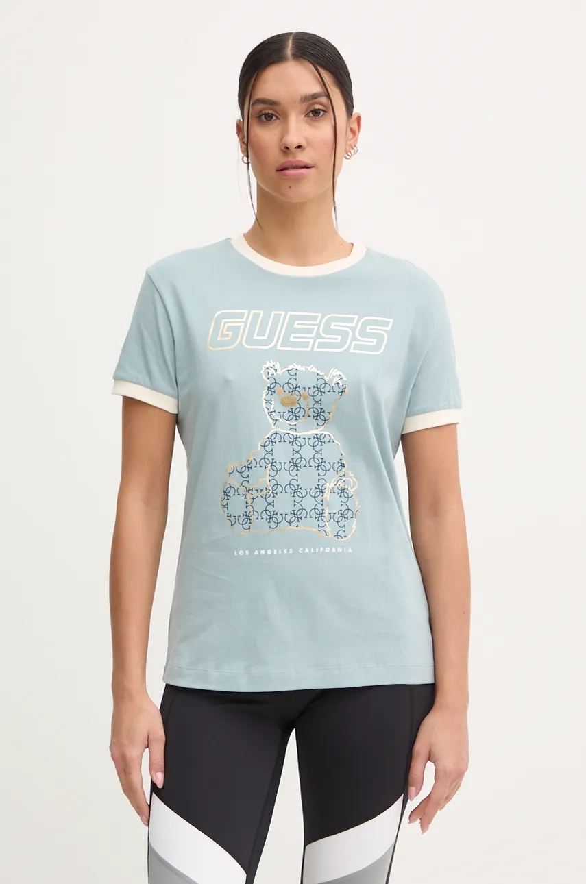 

Футболка MIDGE из хлопка Guess, бирюзовый