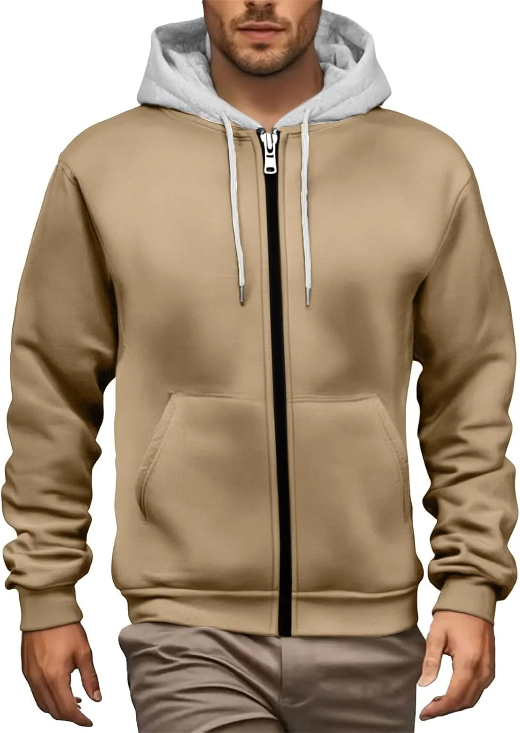 

Мужская худи с капюшоном на молнии, легкая, с карманом и цветными блоками