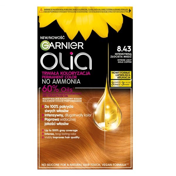 

Краска для волос Garnier Olia 8.43 Интенсивный золотисто-медный