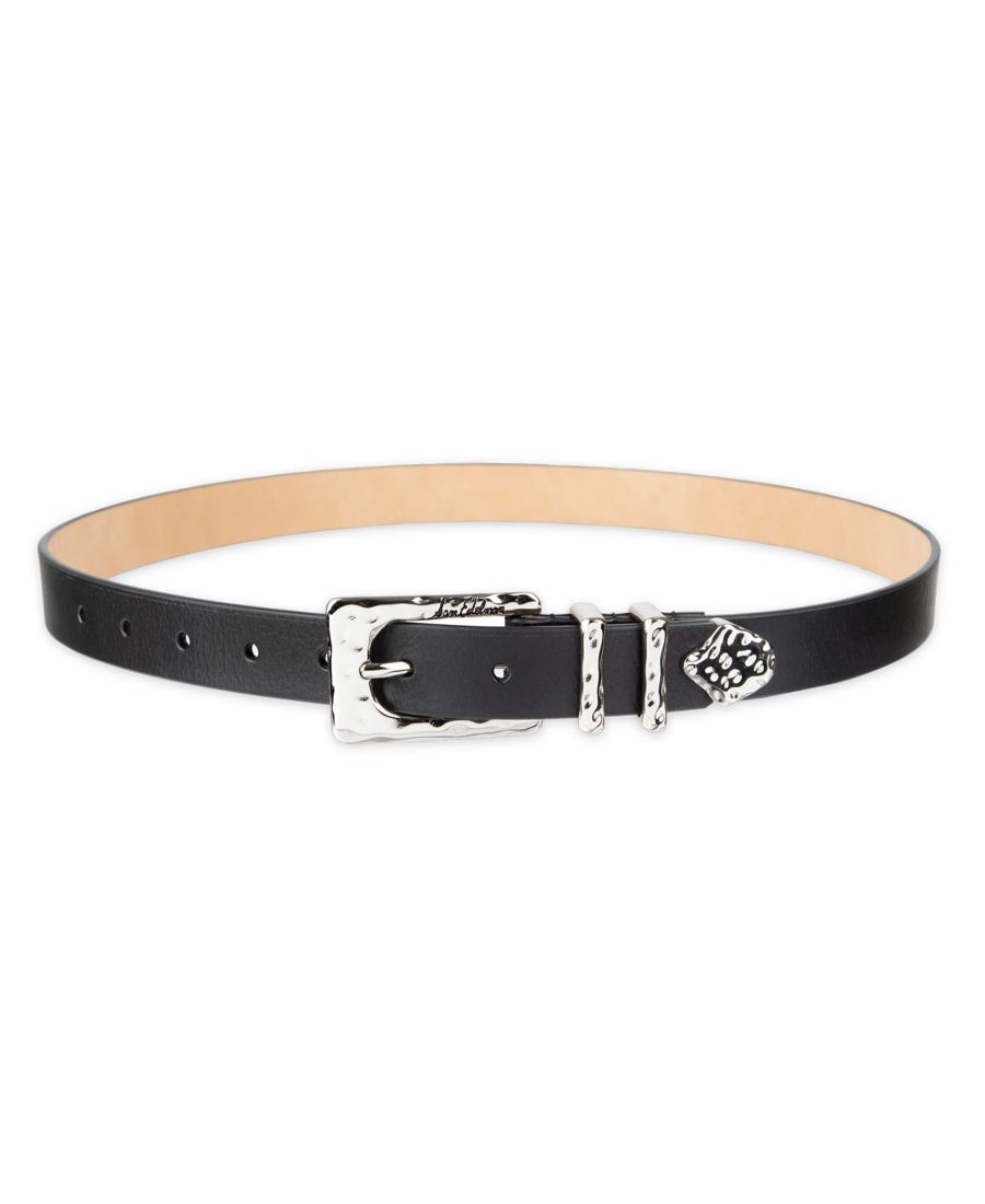 

Женский кожаный пояс с кованой металлической отделкой для повседневной носки Sam Edelman, Black