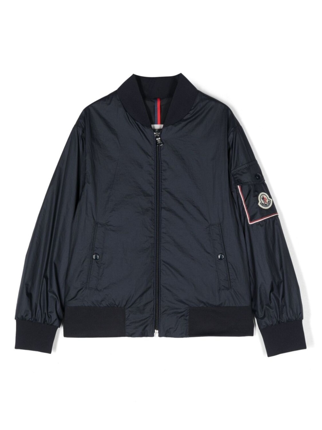 

Moncler Enfant бомбер с нашивкой-логотипом, синий