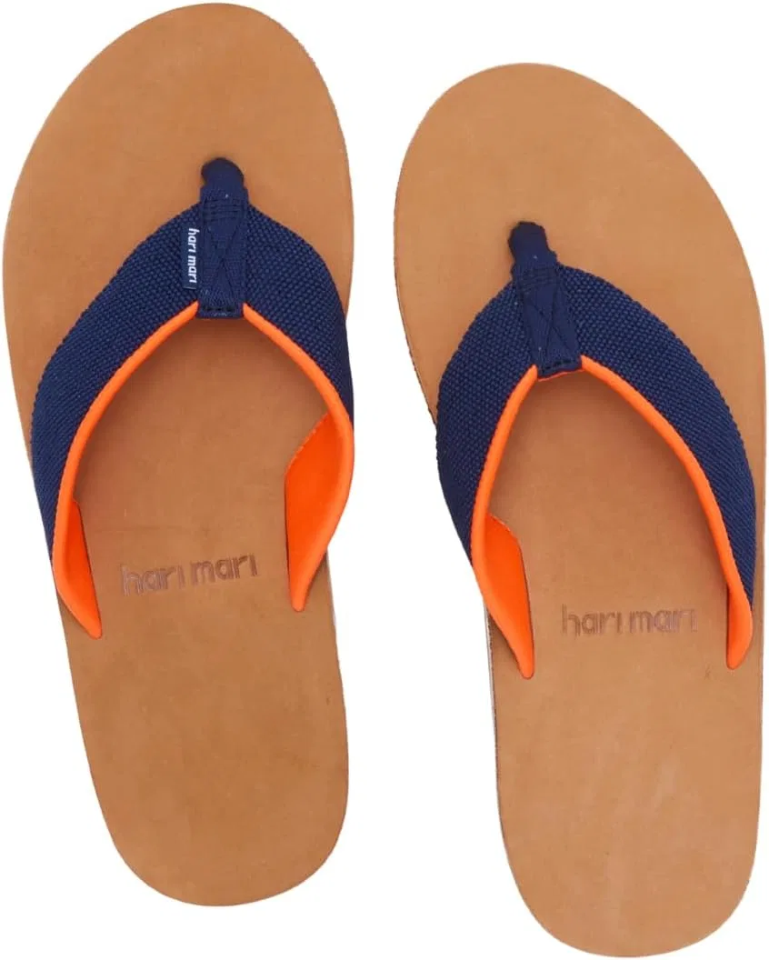 Сандалии из нубуковой кожи с нейлоновым ремешком, Hari Mari, Navy/Orange — фото 3
