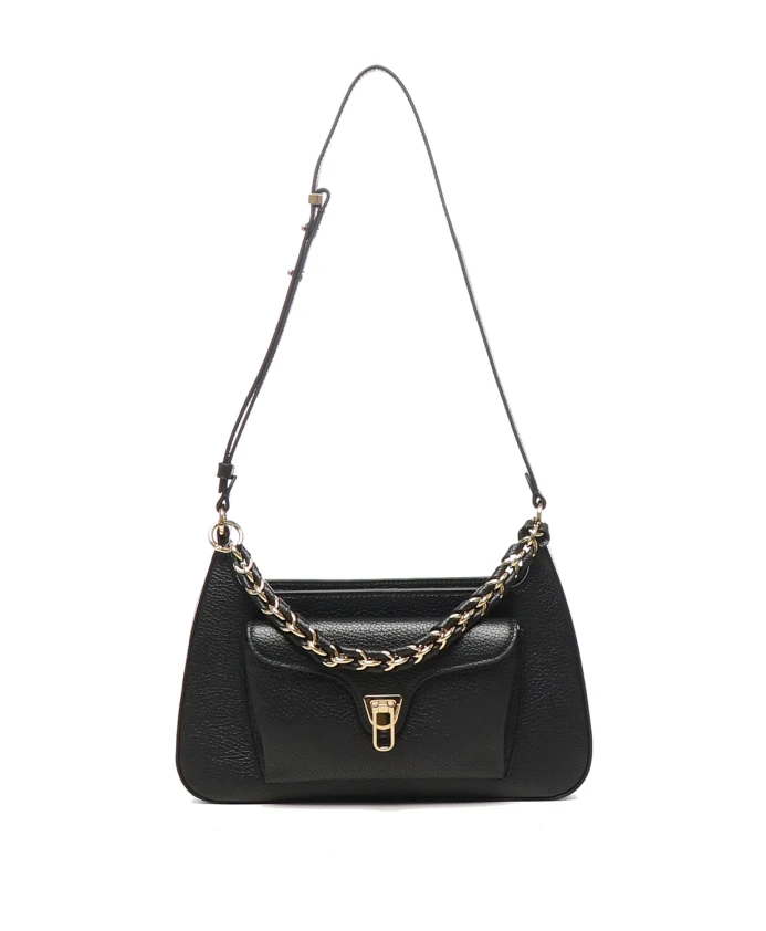 

Сумка через плечо из зернистой кожи черного цвета. Coccinelle, черный