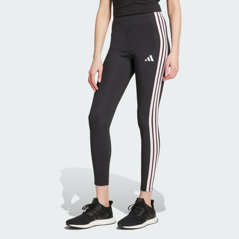 Леггинсы Adidas Essentials 3-Stripes, черный/розовый — фото 2