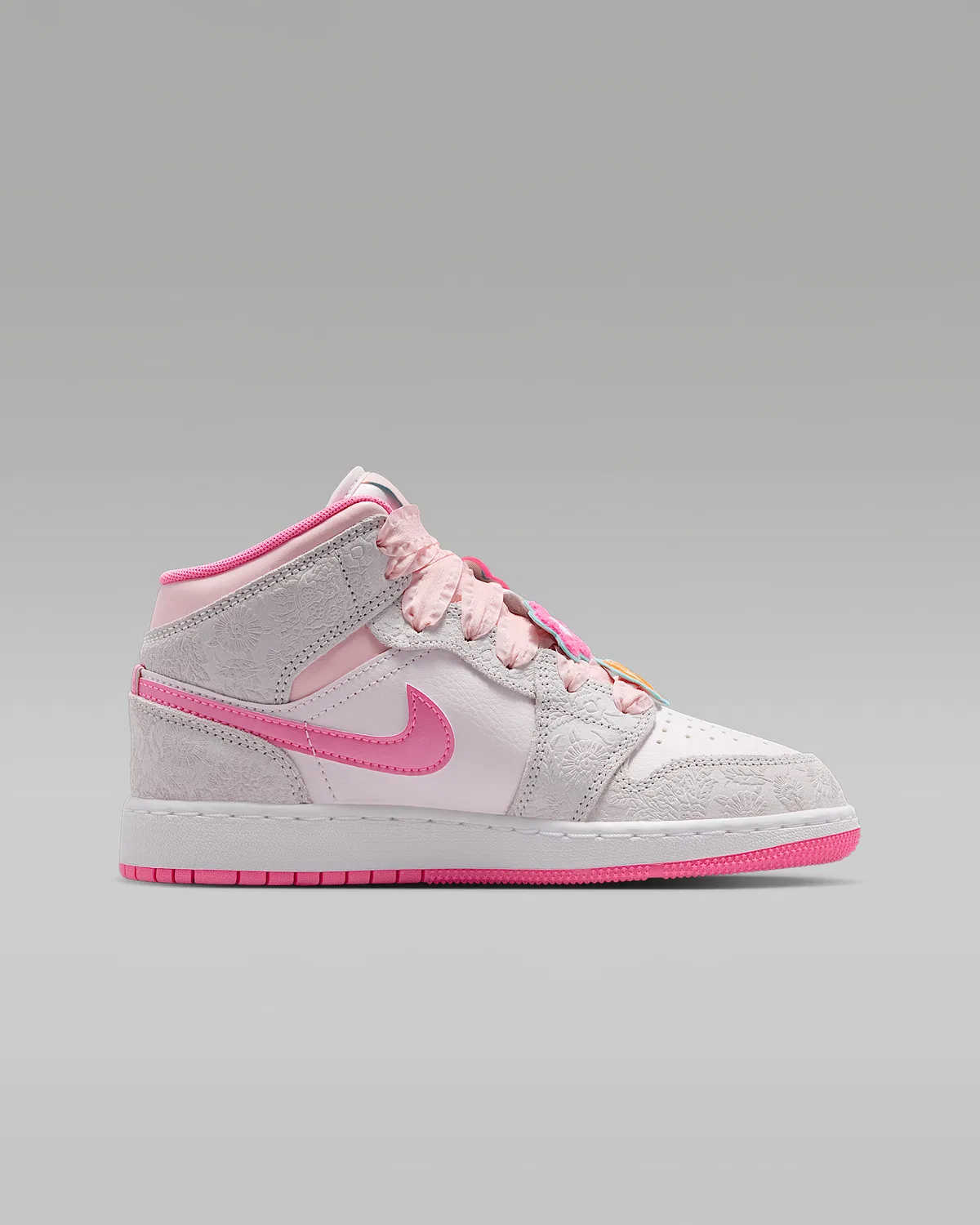 Кроссовки Air Jordan 1 Mid Alt SE для детей, Vast Grey/Sail/Pink Bloom/Pink Glow — фото 3