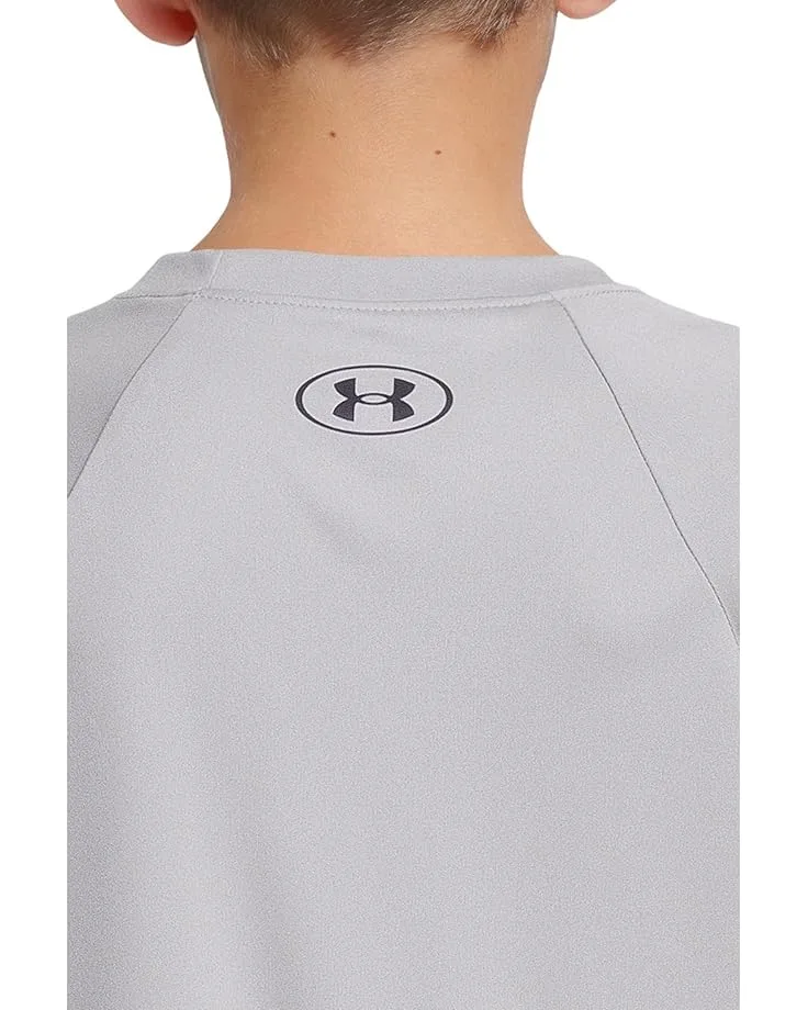 Лонгслив Under Armour Kids Tech Hybrid Print Long Sleeve (Big Kids), Mod Gray/Black — фото 3