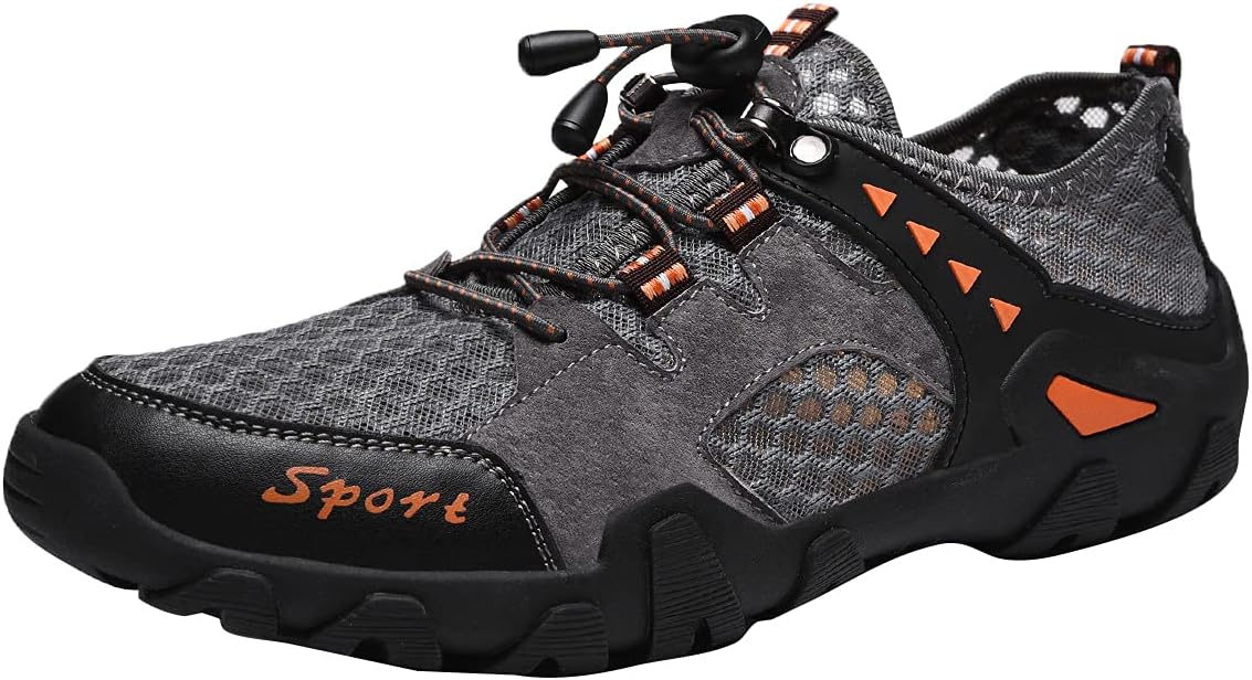 

Мужские летние сандалии Aisfn для активного отдыха на улице, с сеткой и кожей, модные повседневные туфли, подходящие для прогулок, вождения и работы Asifn, серый