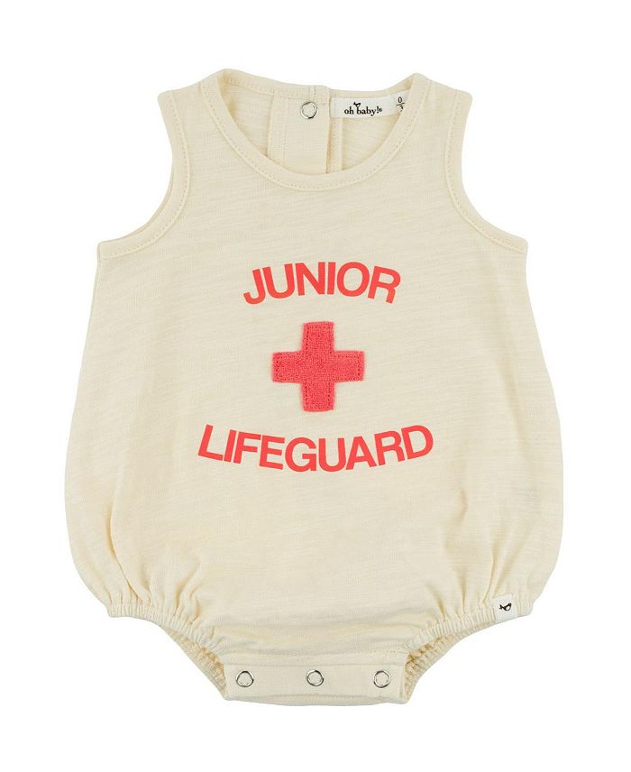 

Унисекс футболка Slub Bubble - принт "LIFEGUARD" - детская oh baby!, слоновая кость/кремовый
