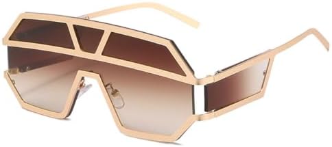 

Женские солнцезащитные очки без оправы из сплава, модные, большие, цельные, мужские солнцезащитные очки в стиле ретро, ​​черные и коричневые цвета MTZJH, C4gradient Brown