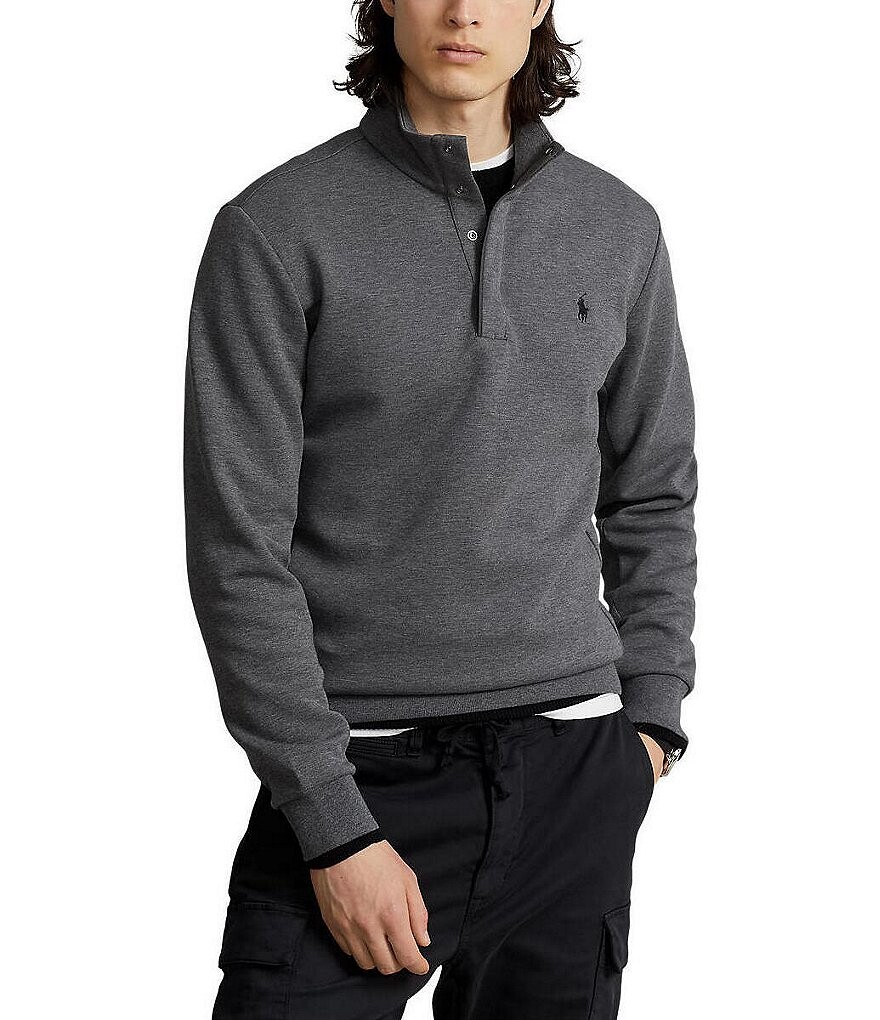 

Пуловер двойной вязки на четверть кнопки Polo Ralph Lauren Big & Tall, серый