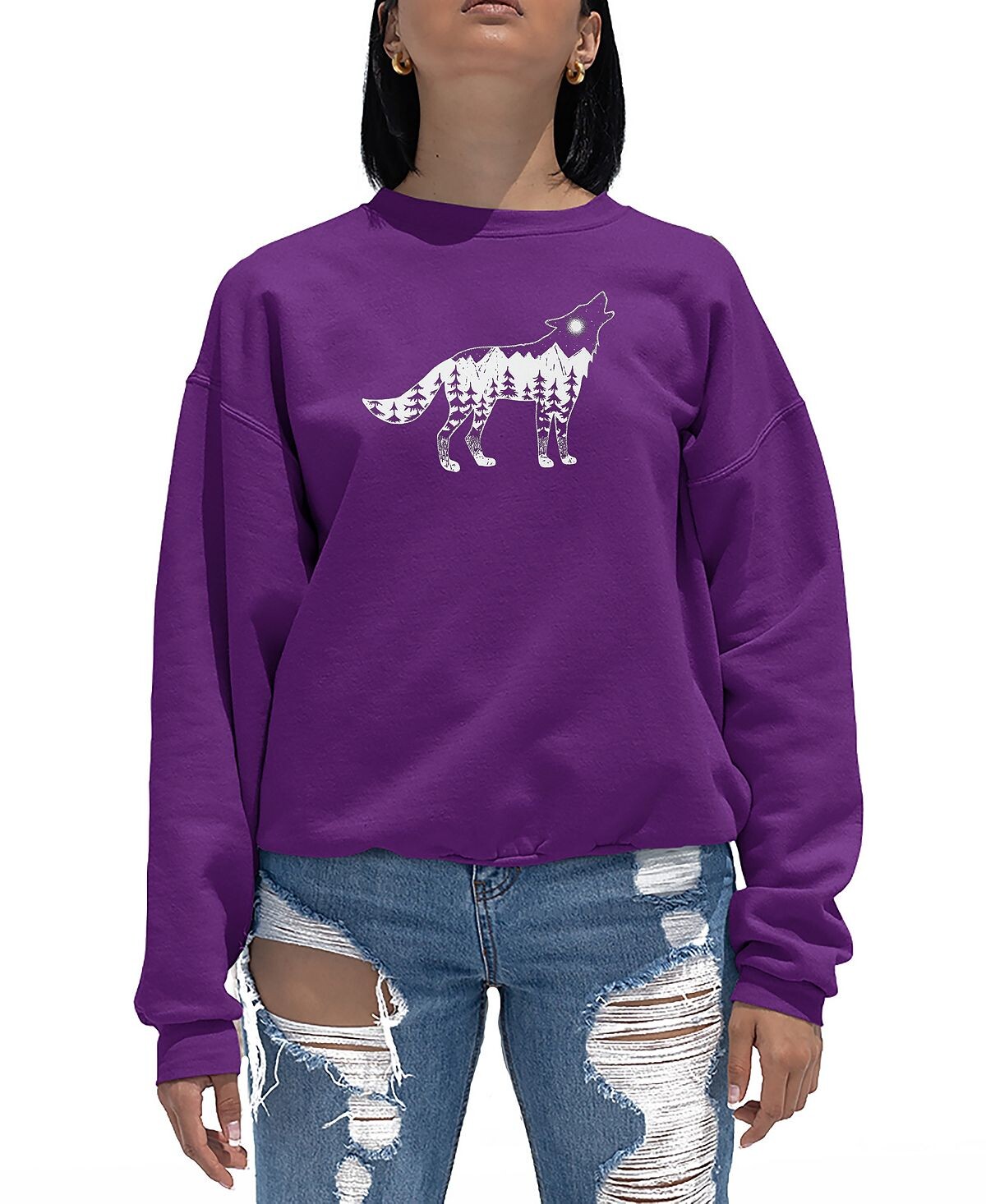 

Женский свитшот с круглым вырезом Howling Wolf Word Art LA Pop Art