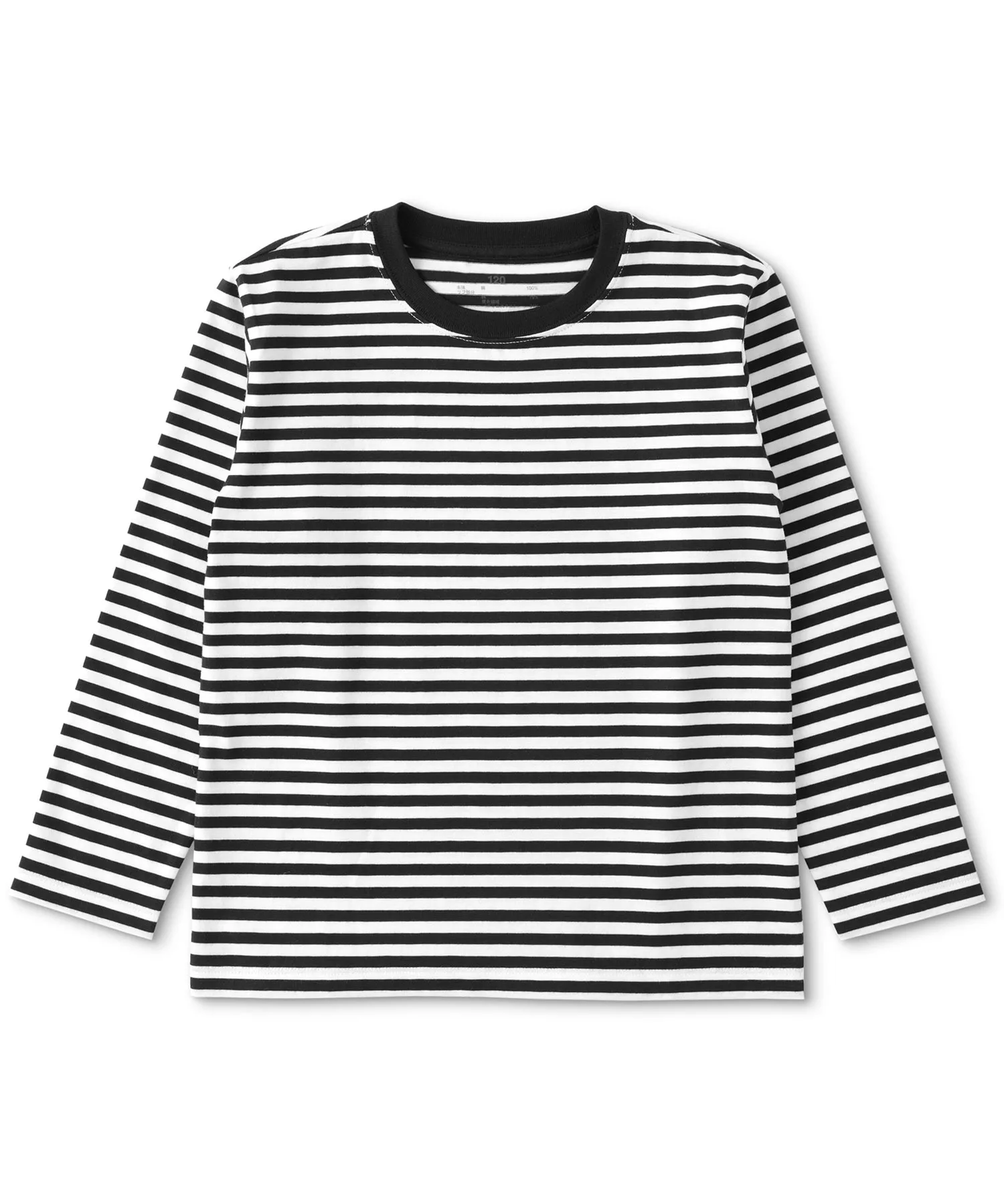 Детская футболка из органического хлопка с длинным рукавом Muji Kids Border черная