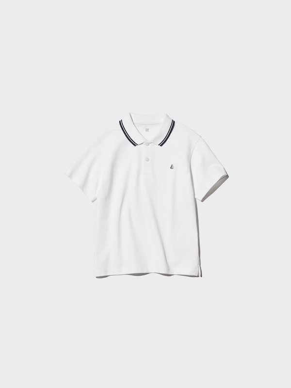 Поло Dry из пике (вышивка) Uniqlo, 00 white — фото 4