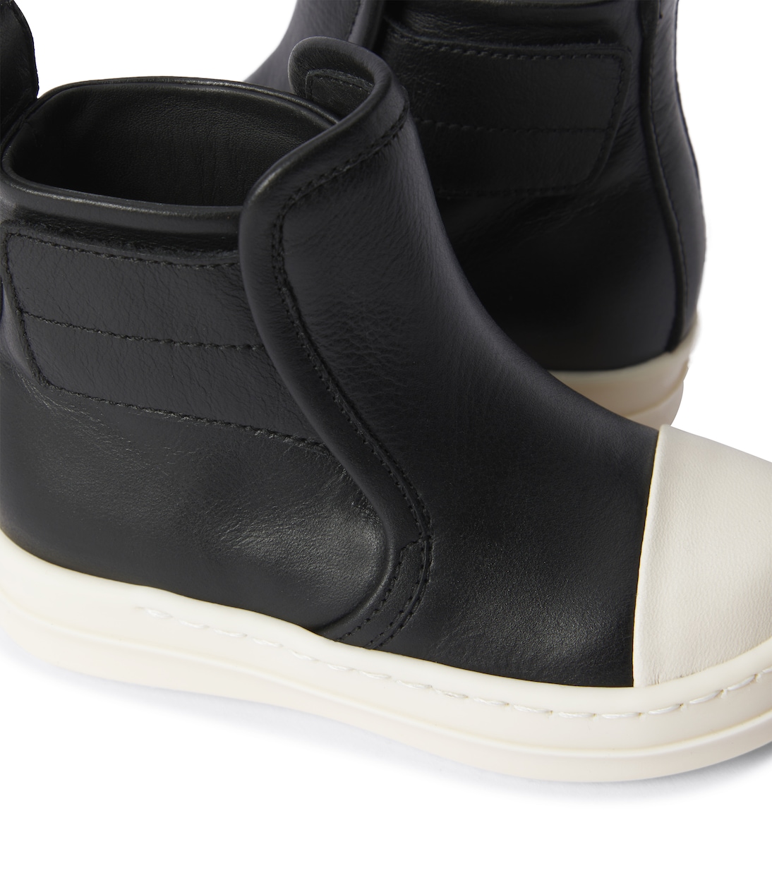 Кожаные кроссовки Baby Beatle Rick Owens Kids, Black/Milk/Milk — фото 4