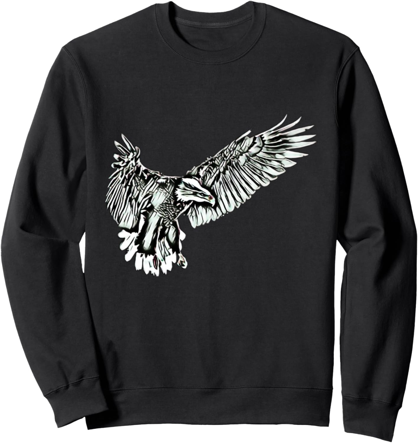 

Толстовка с изображением орла, стремящегося к добыче, с красочным мотивом животного Eagle Bird Animal - Gift Christmas Birthday, черный