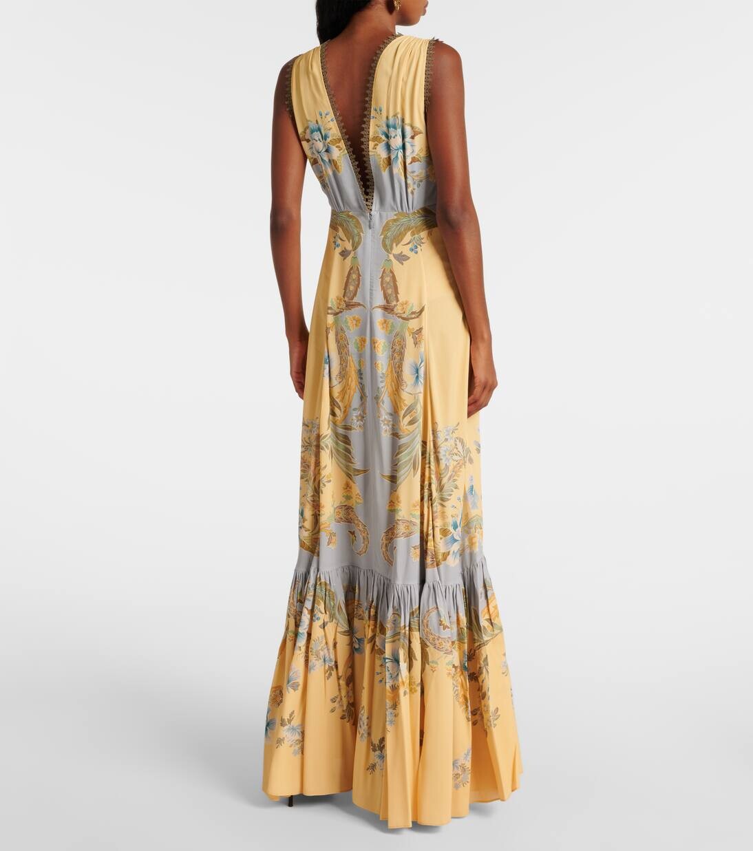 Платье макси из крепдешина с цветочным принтом Etro, цвет print on yellow base — фото 3