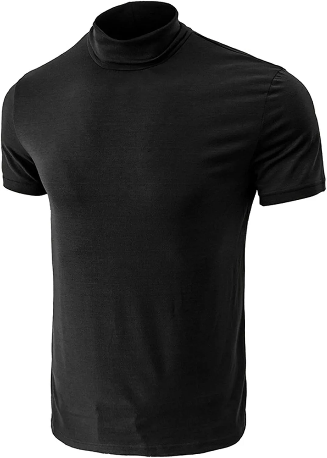 Футболка мужская с коротким рукавом и высоким воротником Slim Fit — фото 3