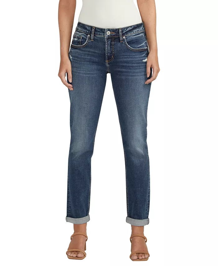 

Женские джинсы Boyfriend Mid Rise Slim Leg Silver Jeans Co., синий