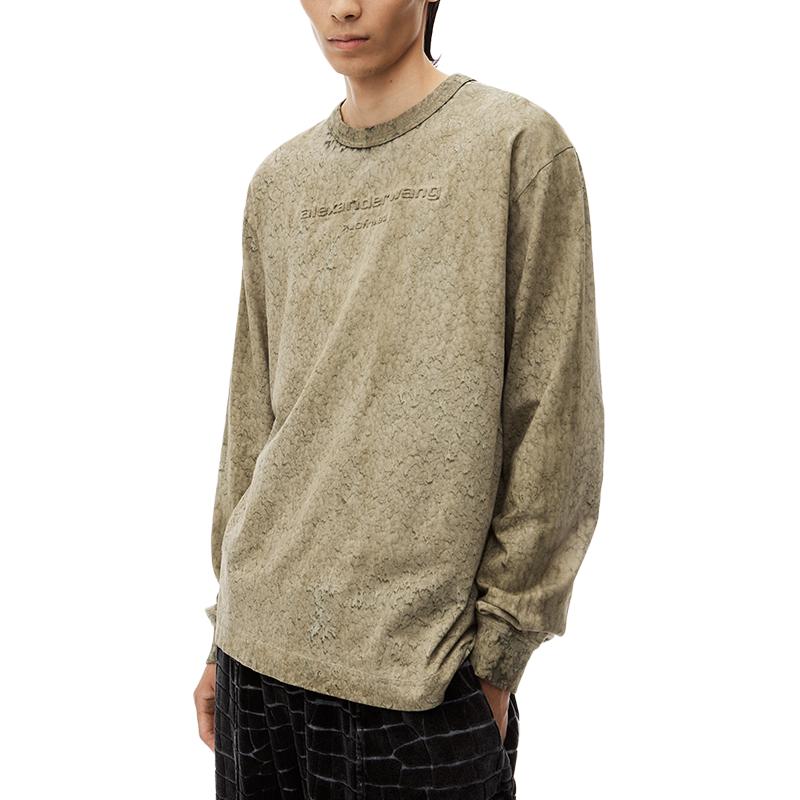Футболка с логотипом и эффектом тай-дай Alexander Wang, мохово-зелёная — фото 4