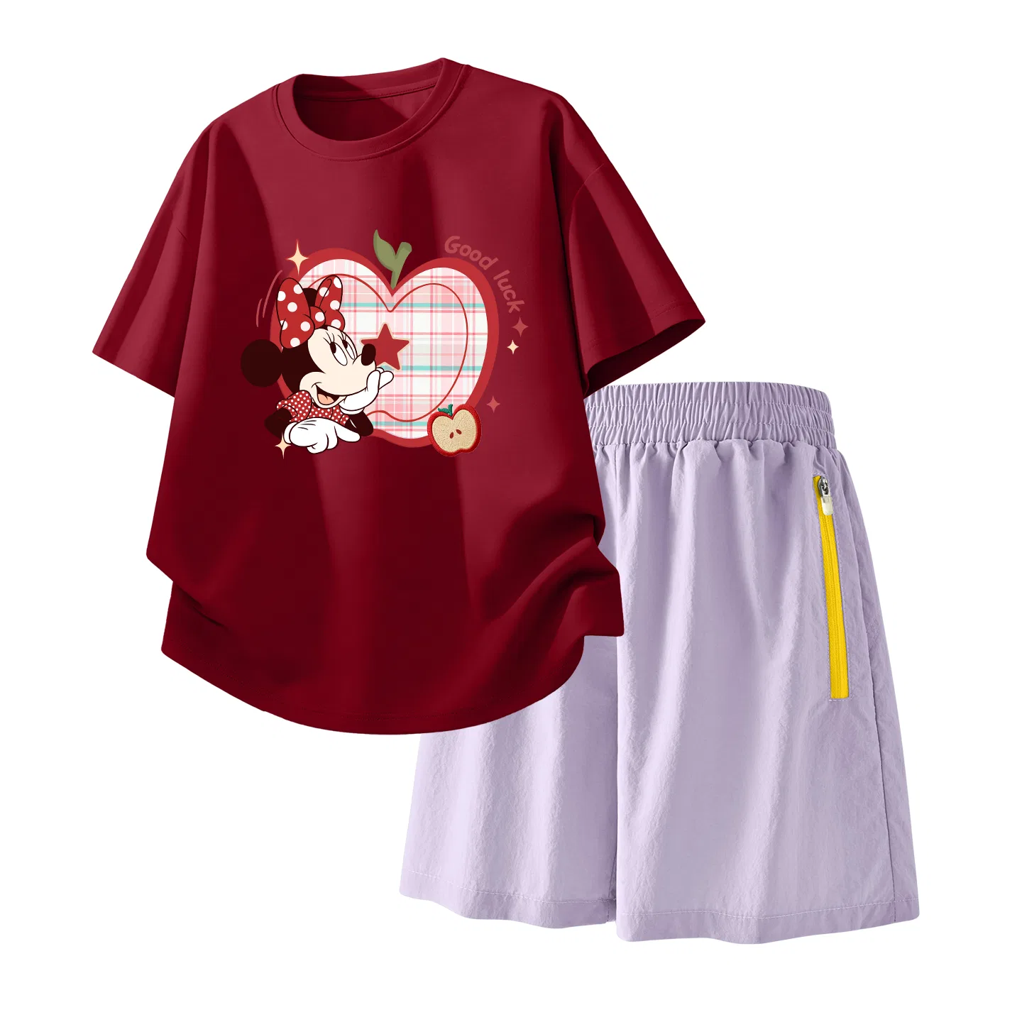 Детский спортивный костюм Casual Sportswear 2 Piece Set Disney, Diapone Burgundy+Solid Color Taro Paste Purple