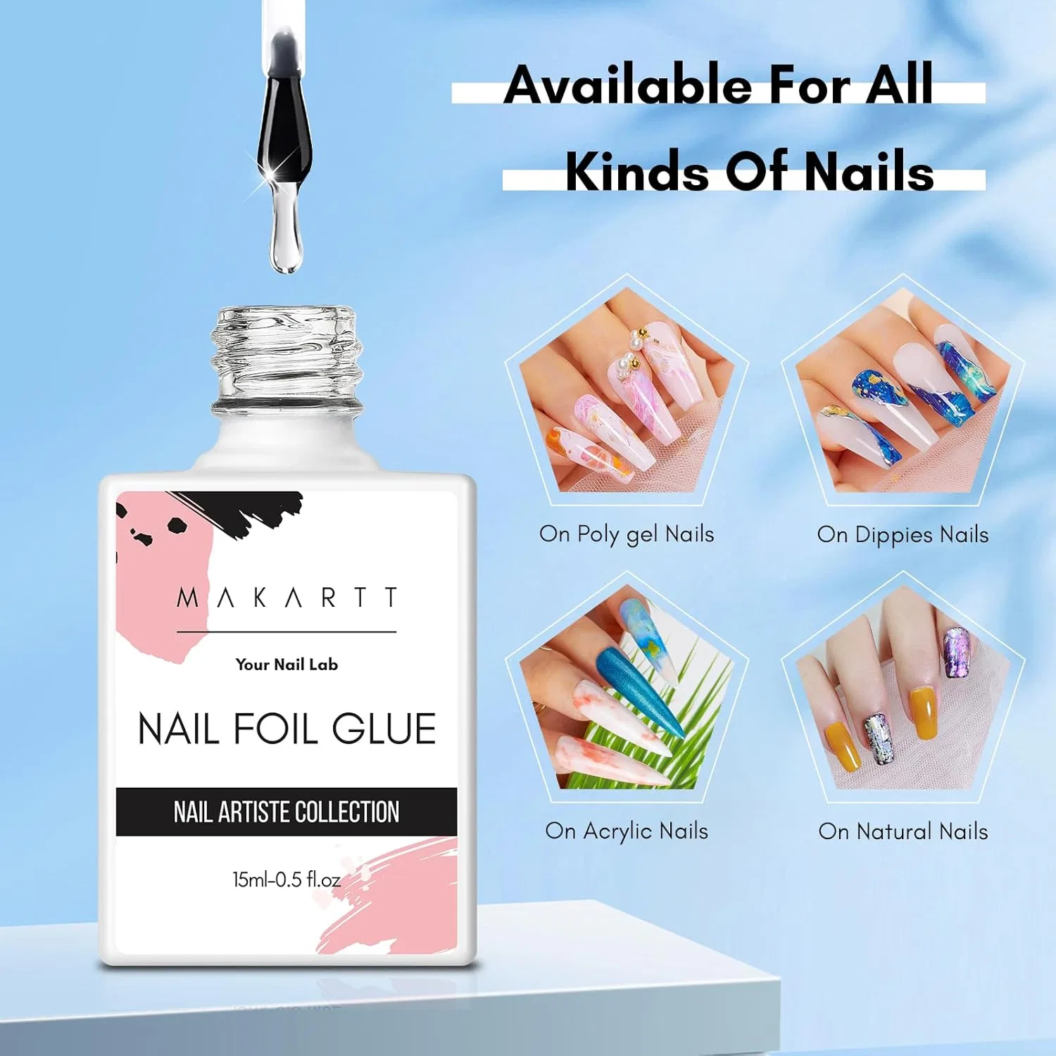 Гель-клей Makartt Nail Foil Glue Gel для фольги, 2 шт. по 15 мл Makartt, B Nail Foil Nail 15 Ml X 2 Pieces — фото 2