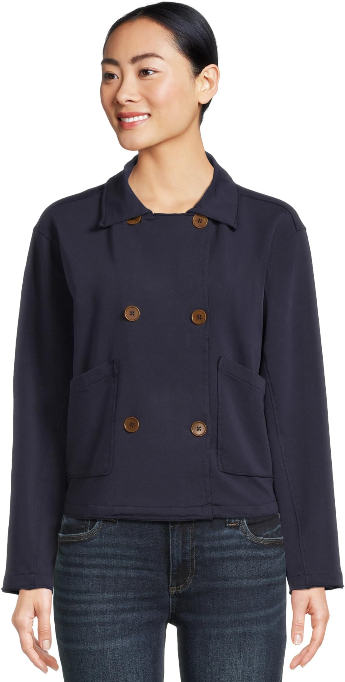 

Куртка Mod-o-doc Long Sleeves Double Breasted Crop Jacket, цвет Vibrant Navy