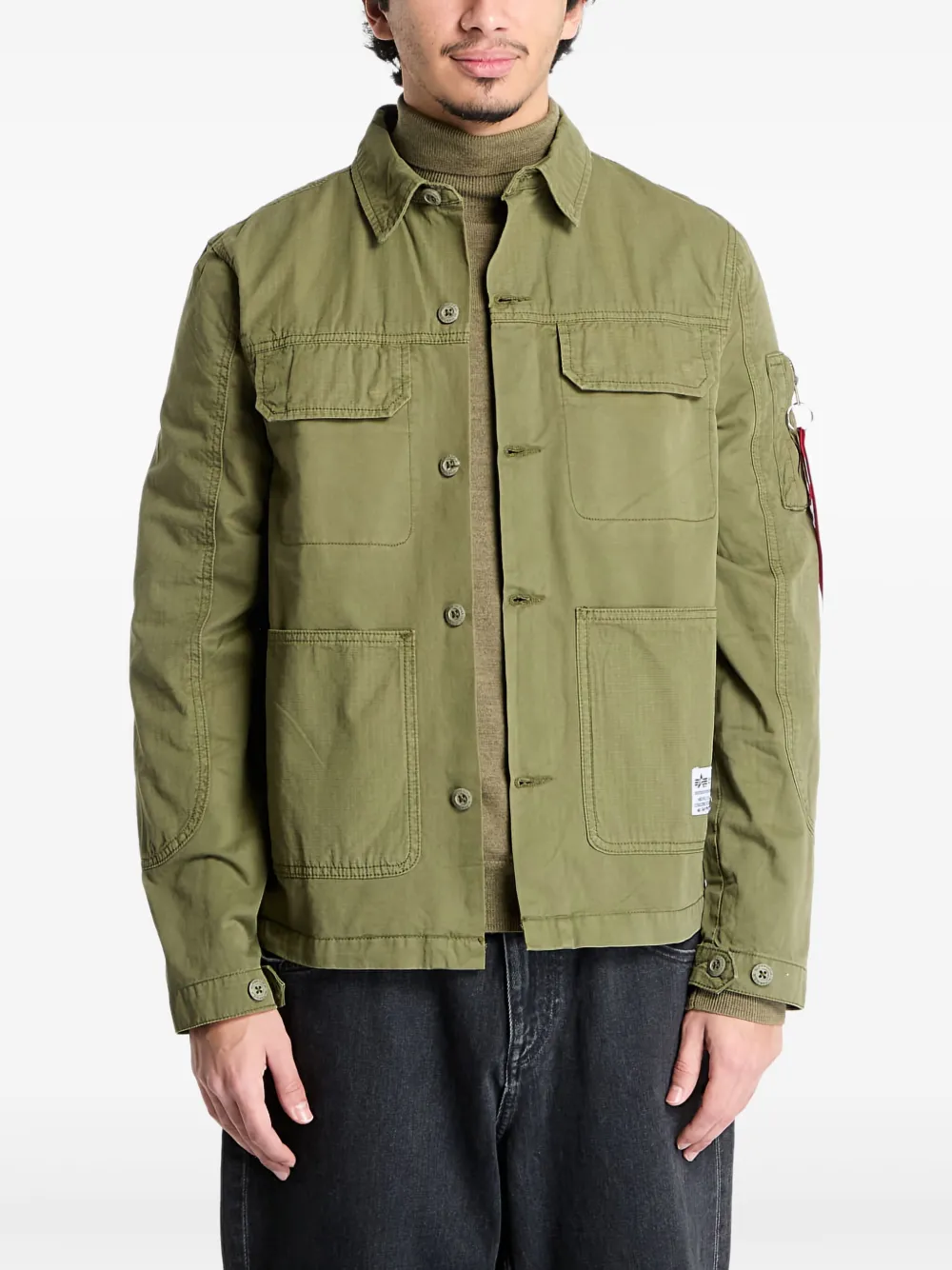 

Рубашка на пуговицах Alpha Industries, зеленый