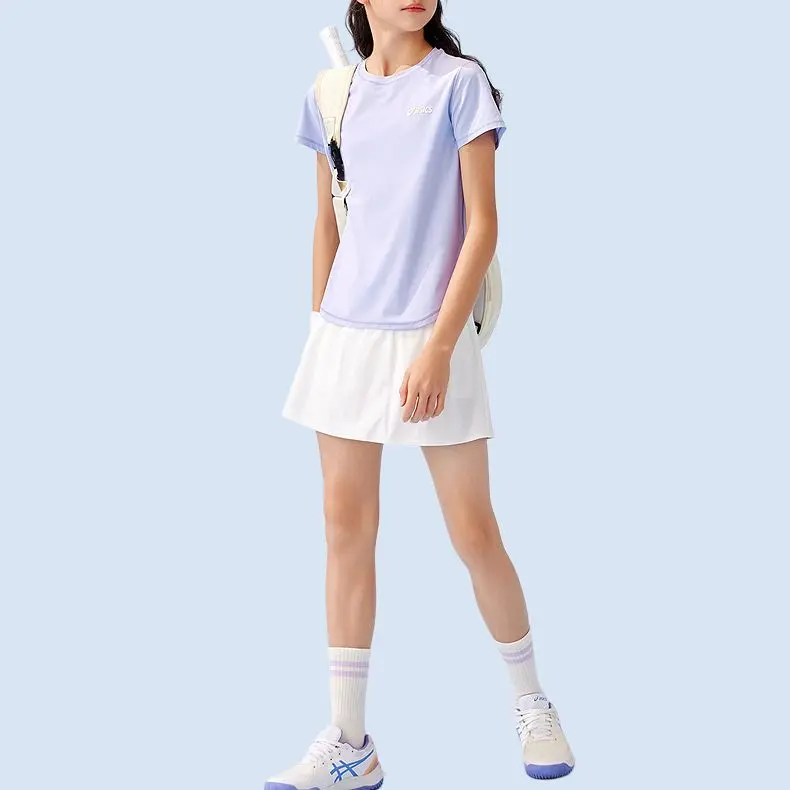 Спортивный комплект для детей 3-7 лет: юбка и топ, 2 предмета, ASICS, фиолетовый — фото 4