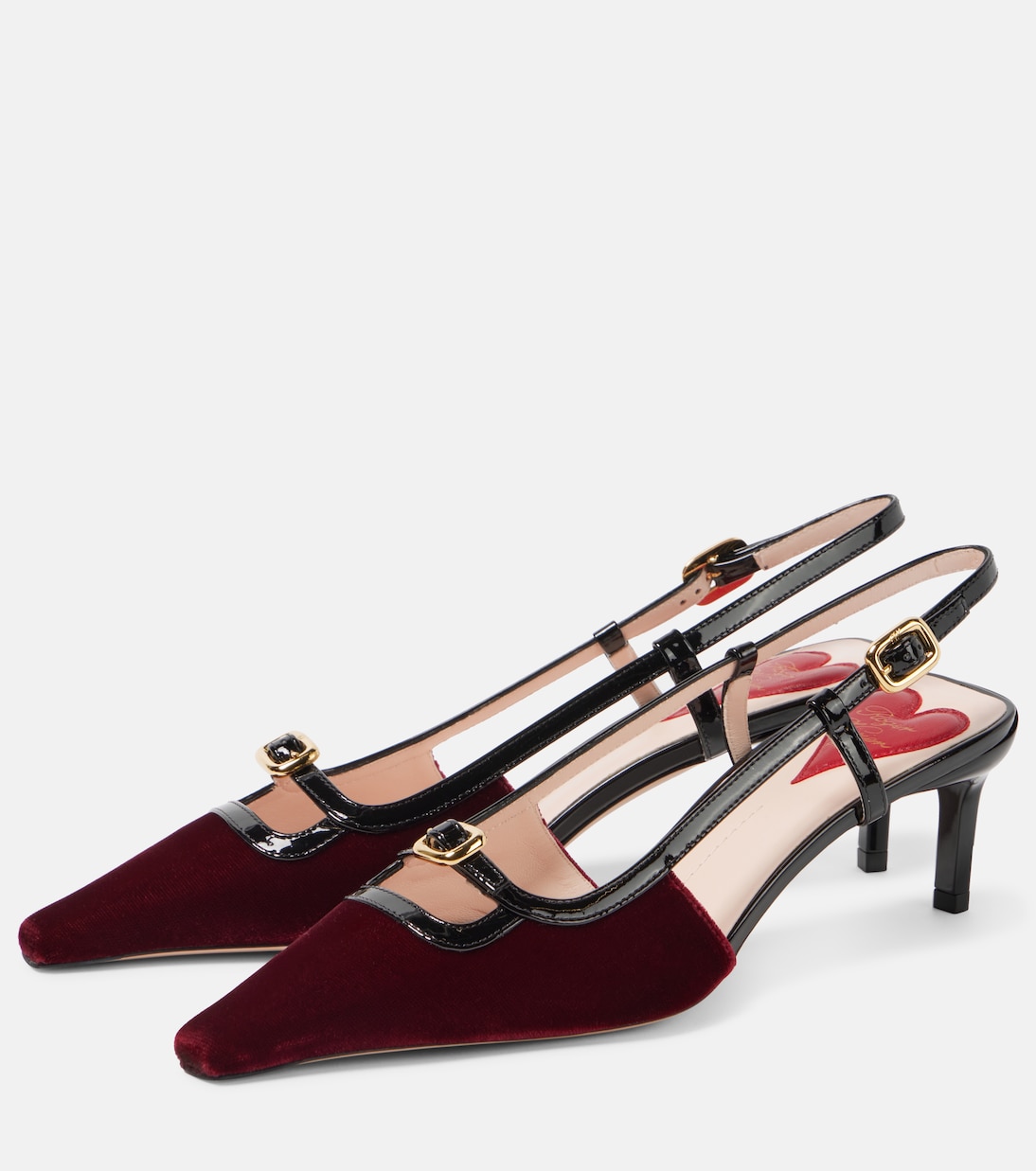 Бархатные туфли Viv' Canard 55 с открытой пяткой Roger Vivier, бордовый — фото 4