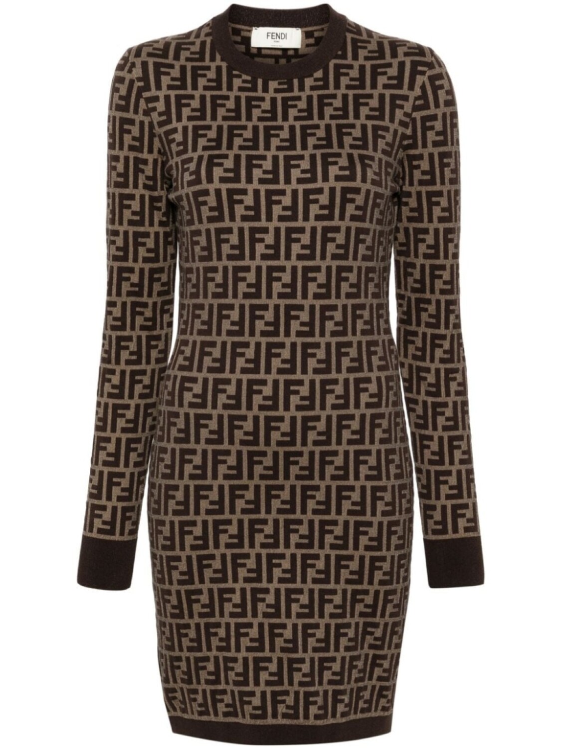 

FENDI мини-платье Zucca с длинными рукавами, коричневый