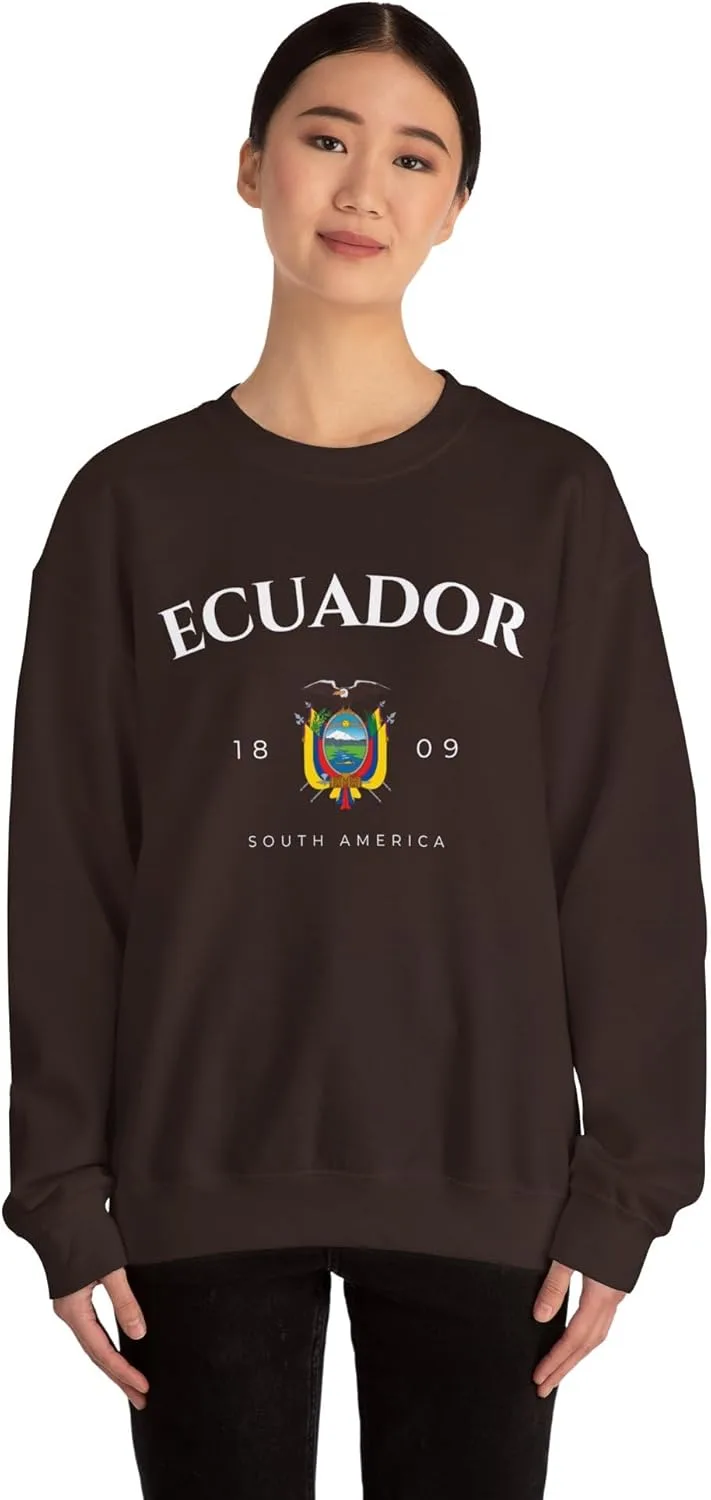 Толстовка Heavy Blend с круглым вырезом унисекс Ecuador South America, герб Эквадора GENERIC, Dark Chocolate — фото 4