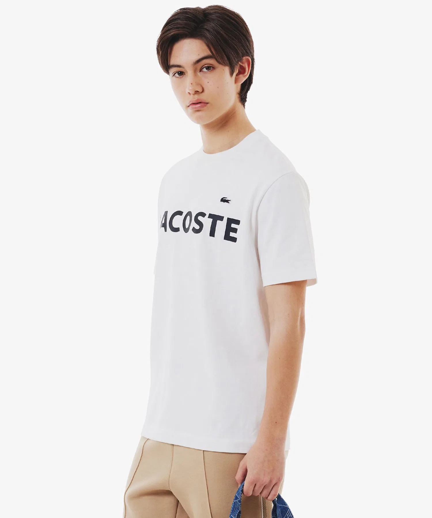Футболка Lacoste TH229999 мужская, хлопок, с логотипом, белый — фото 3