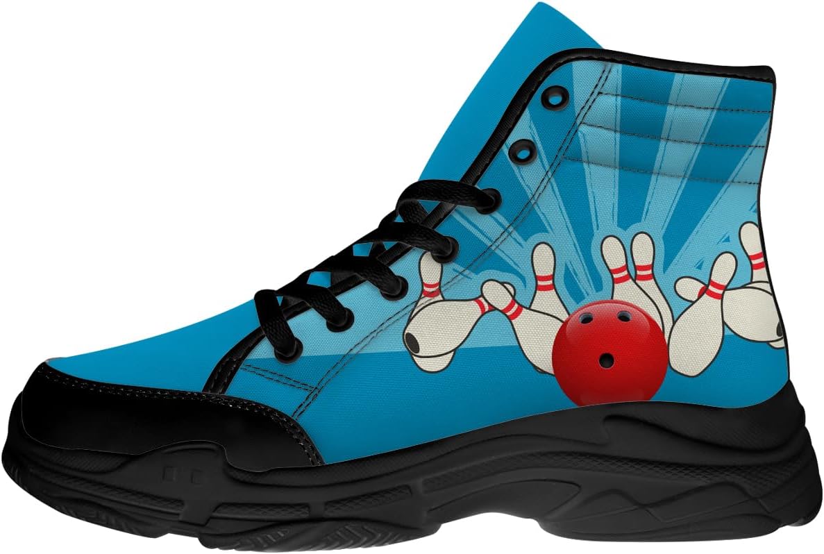 

Кроссовки Quorax для мужчин и женщин с высоким верхом для боулинга, на шнуровке, из холста, подарок для него и для нее, синий