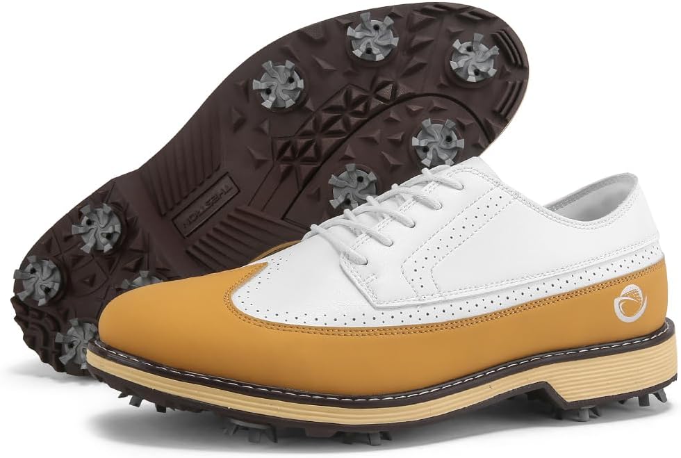 

Мужские гольф-ботинки с шипами, классическая обувь для гольфа, мужские кроссовки для ходьбы, размер 7-14 Zakey, коричневый