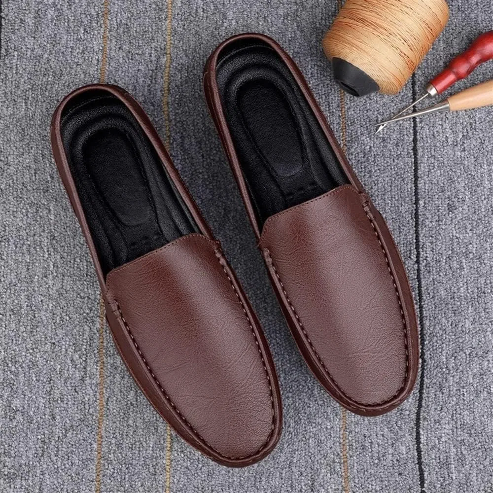 Лоферы кожаные Loafers for Men Moccasins Shoes Brown PUGHGAETZF — фото 2