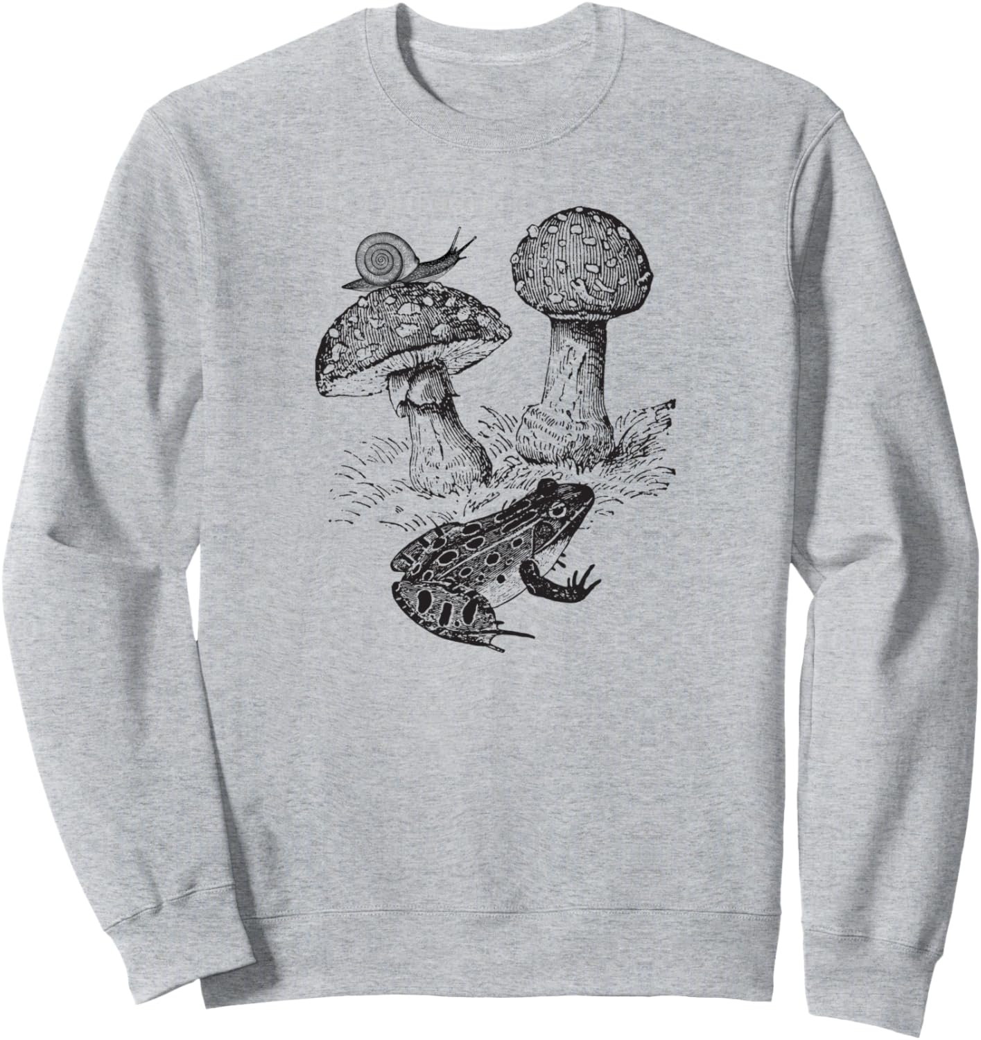 

Винтажная толстовка с изображением лягушки, гриба и улитки, серая Cottagecore Aesthetic Lover Gift Store