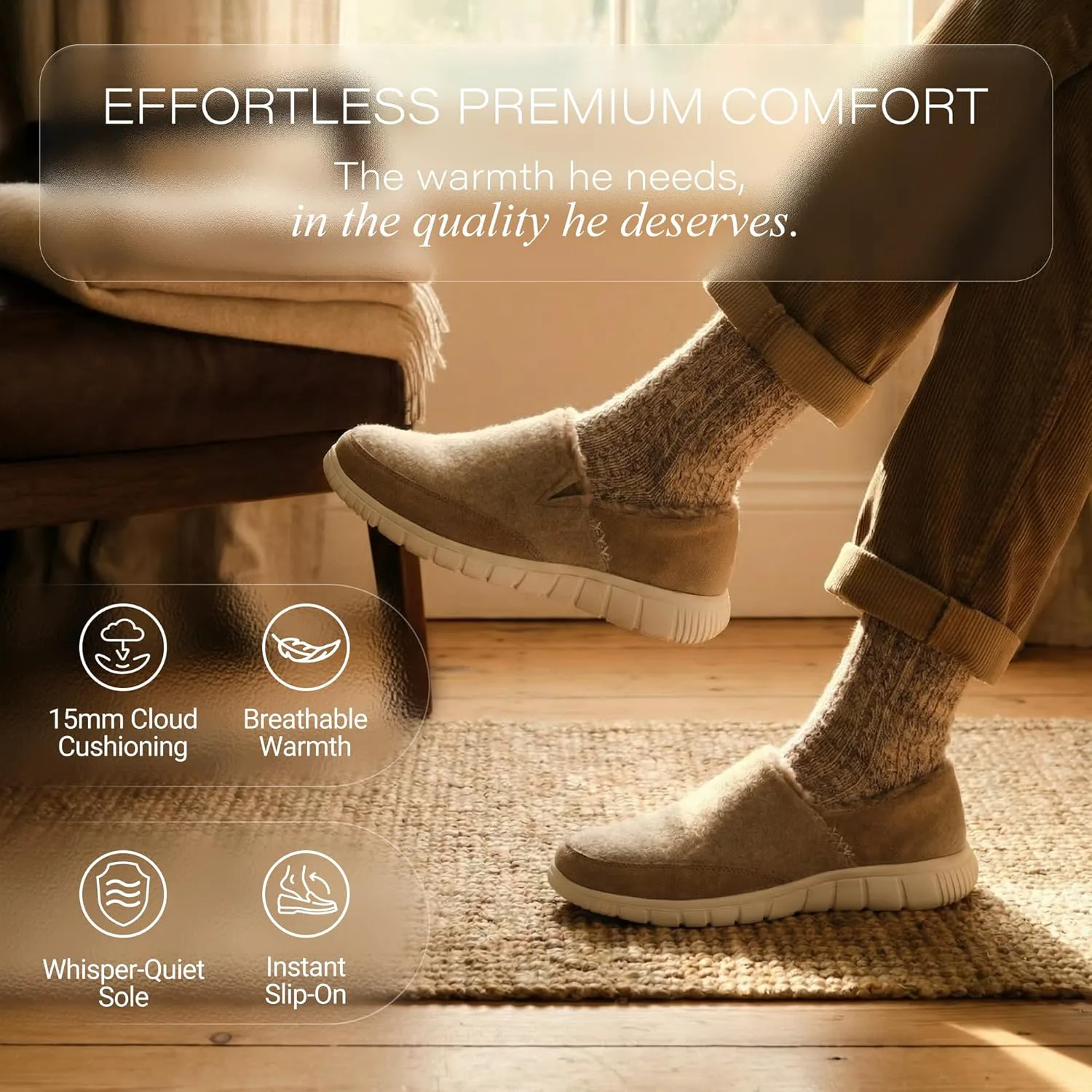 Мужские тапочки shoeslocker - домашние слипон-лоферы, повседневные мокасины, мюли, сабо, рабочая обувь для улицы и дома, коричневый — фото 2