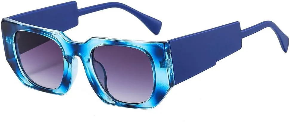 

Ретро-солнцезащитные очки с широкими дужками для женщин, защита от УФ-излучения UV400, модные мужские солнцезащитные очки синего и черного цвета HVTVTLA, Blue Leopard