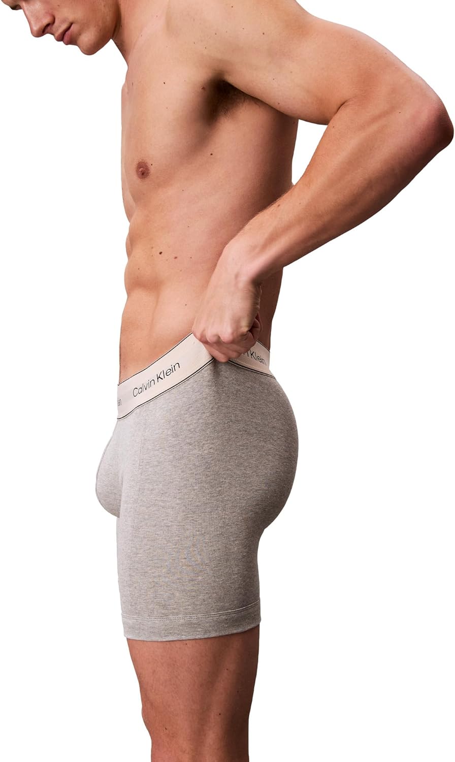 Комплект из 3 мужских трусов-боксеров Calvin Klein из хлопка пима, Oyster Gray, Grey Heather, White — фото 4