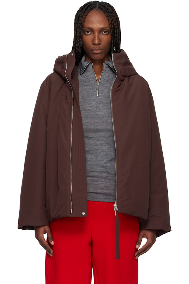 

Jil Sander Пуховая куртка из тафты бордового цвета