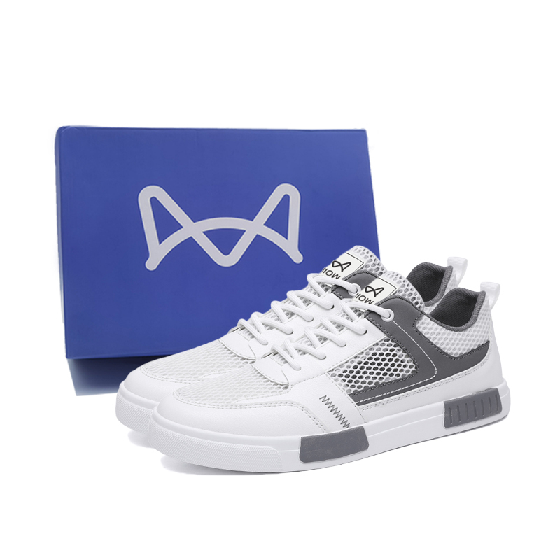 

MIIOW Дышащие низкие скейтерские кроссовки мужские бело-серые, цвет White Gray Box