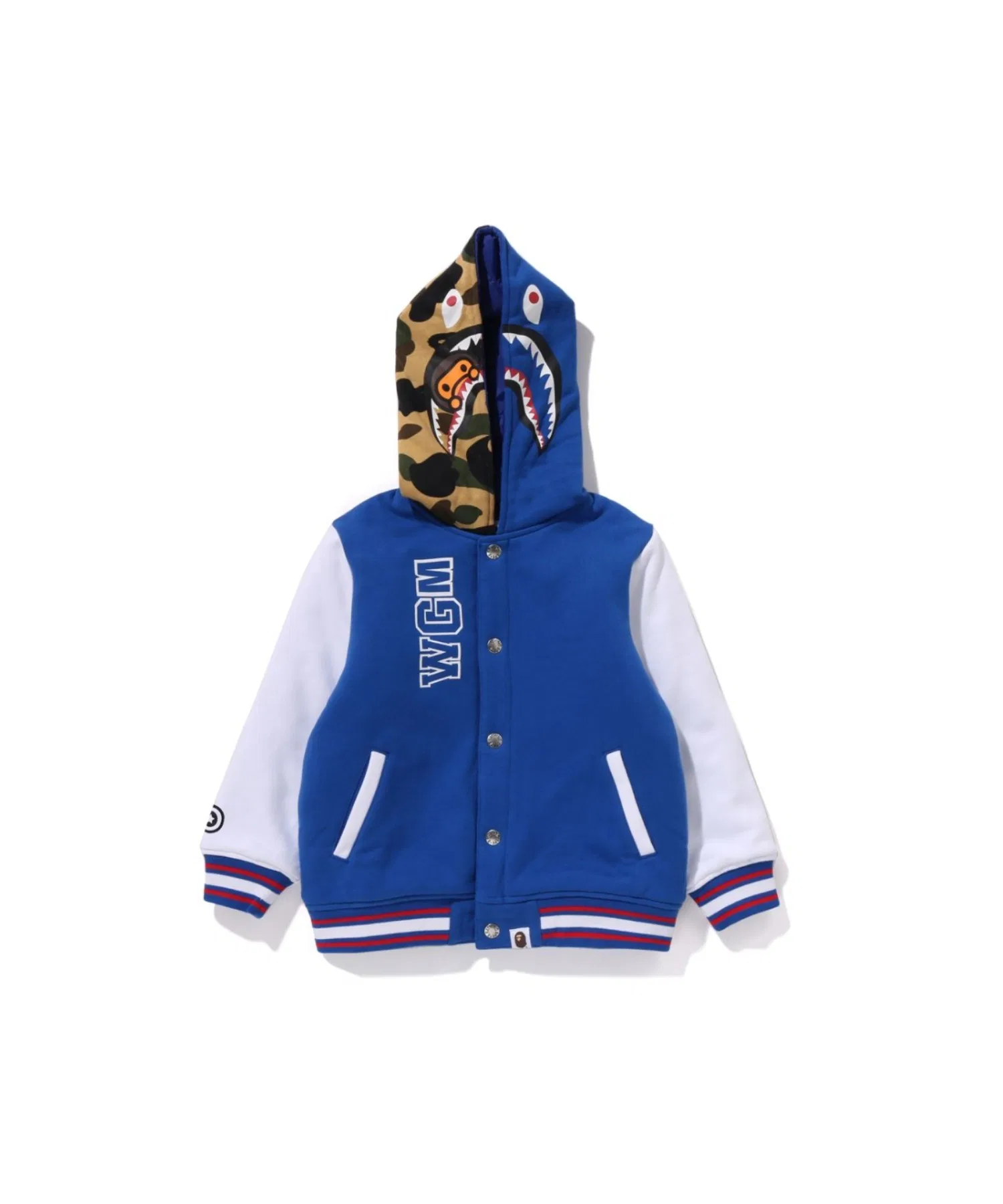 Миллитари-джекет MILO SHARK HOODIE SWEAT VARSITY JACKET A BATHING APE 100% хлопок синий