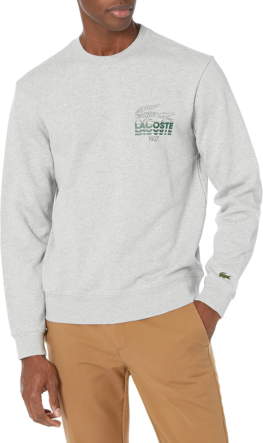 

Толстовка Lacoste с длинным рукавом и смелым принтом, Silver Grey Chine