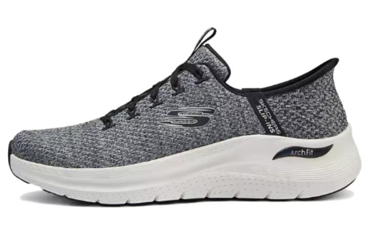 

Skechers Слипоны мужские белые черные низкие кроссовки, цвет White Black
