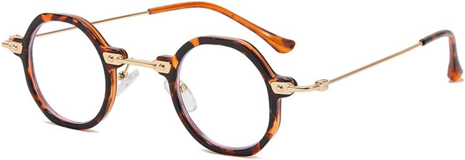 

Ретро-солнцезащитные очки круглой формы, модные многоугольные очки для мужчин и женщин, защита от синего света, металлические прозрачные линзы, UV400 KTUCN, Leopard Clear