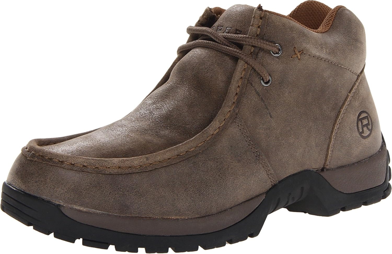 

Мужские повседневные ботинки Roper с верхом из страусиной кожи с отделкой Moc Toe на шнуровке, коричневые, до щиколотки, коричневый