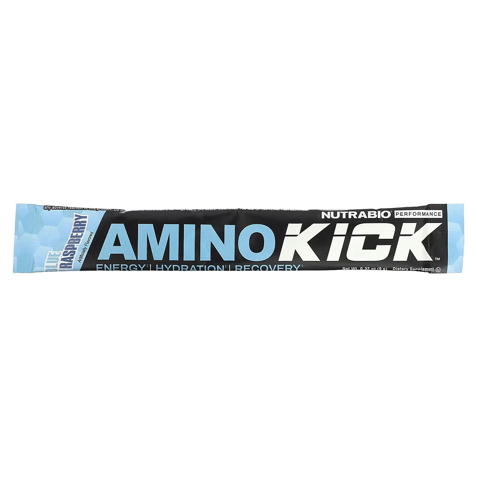 

Amino Kick, голубая малина, 1 упаковка в стиках, 0,32 унции (9 г) Nutrabio